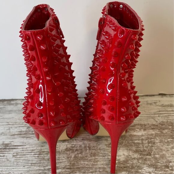 Liliana Red Spiked Stiletto Boots / Heels - Sz 8 - Picture 5 of 8